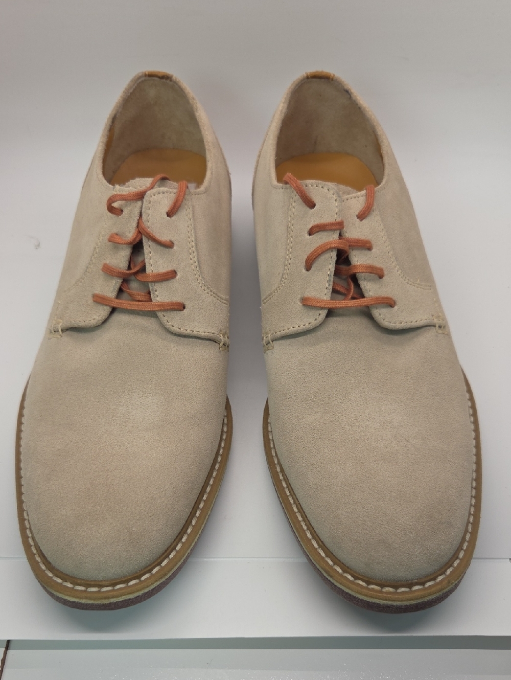 Johnston & Murphy Beige Suede Derby with Tan Laces